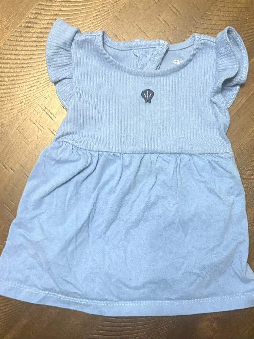 Carter's Light Blue Ribbed Flutter Sleeve Dress